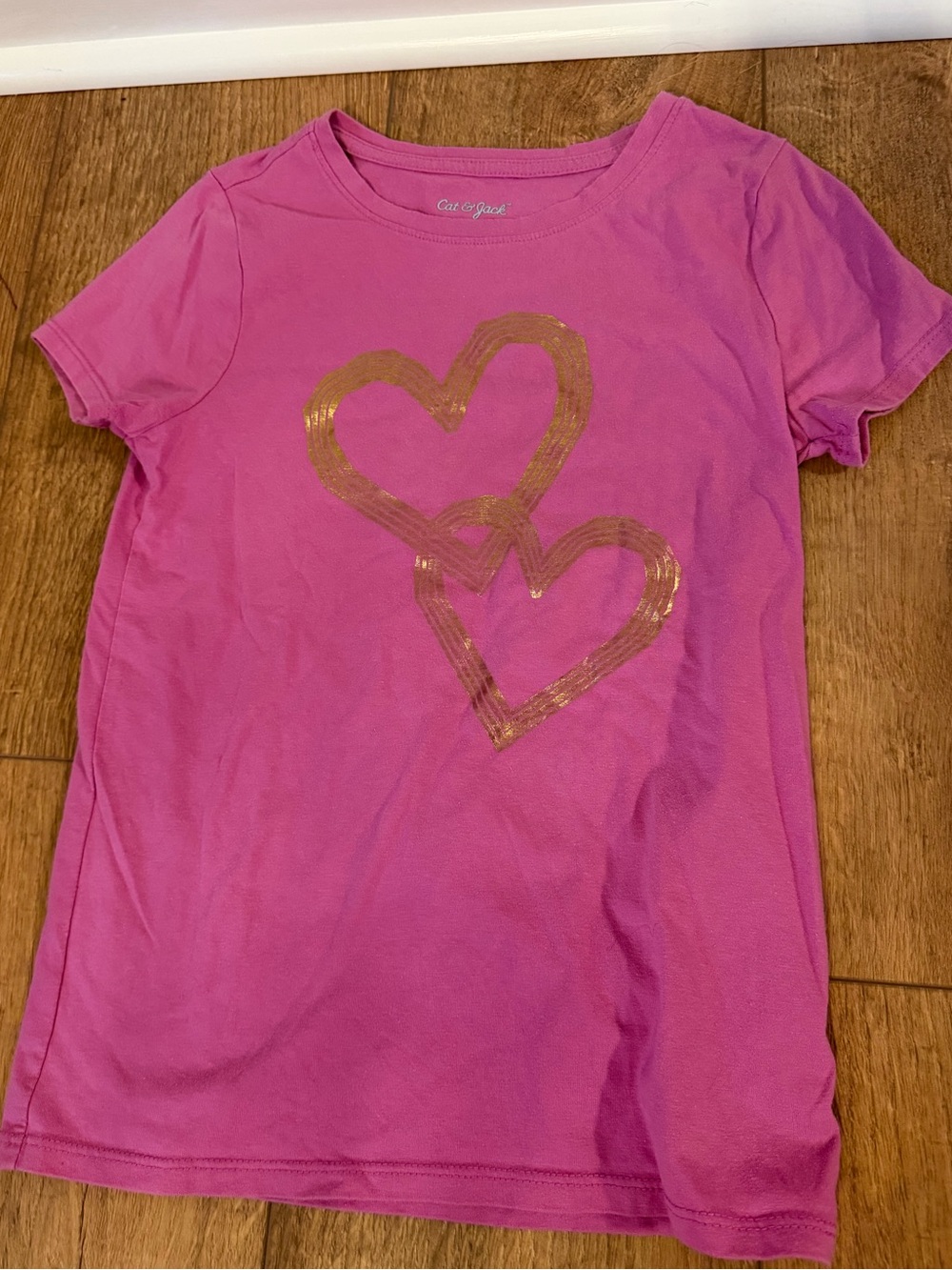 Cat & Jack pink purple gold heart t shirt size medium 7 8